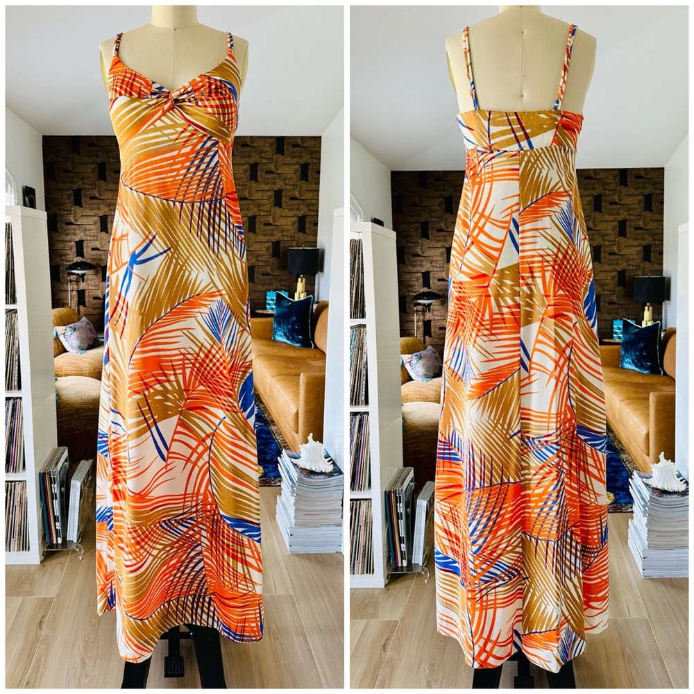Vintage 60’s/70’s SANDCASTLE Palm Leaf Maxi Dress